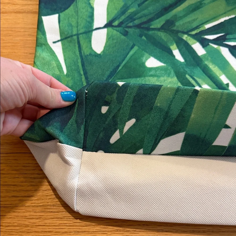 Tropical Green Palm Canvas Beach Tote with Rope Handles